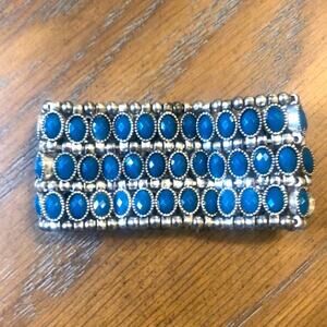 Francesca's Collections Blue & Silver Boho Chic Elastic Bracelet